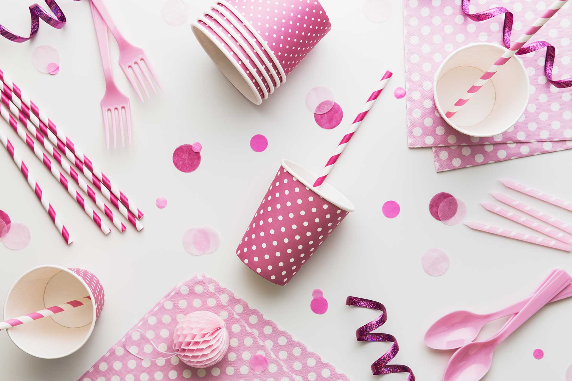 Pink party background overhead view